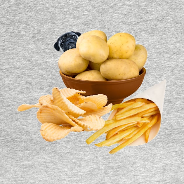 Potato Pug with Potatoes, Potato Chips, and French Fries by Tato Adventures